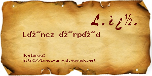 Láncz Árpád névjegykártya